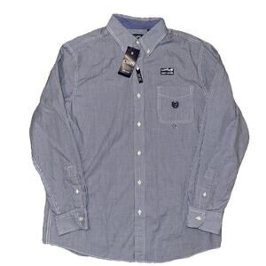 Chaps Mens L Blue Gingham Button Down Shirt Easy Care NWT Classic Fit